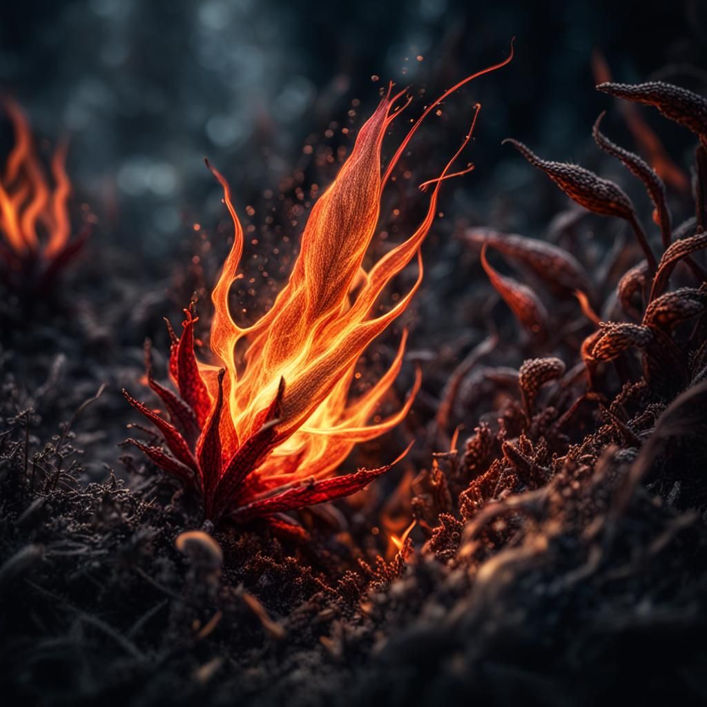 Inferno Seeds Unleashing Flames in Dark Fantasy Art