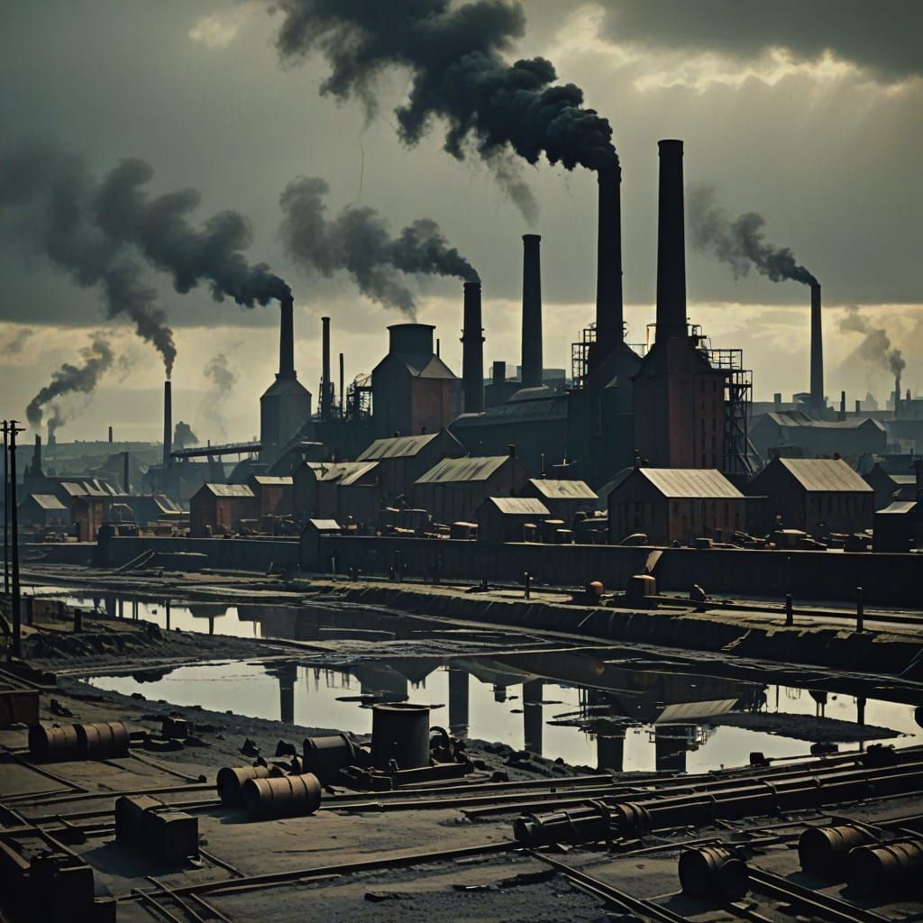 Industrial Steelworks Landscape in Cinematic Film Style