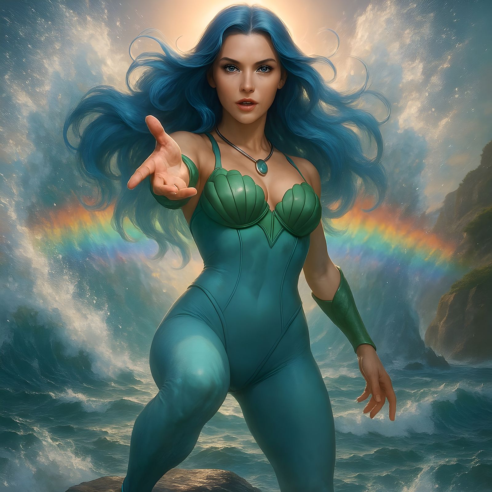 Mermista Sea Goddess in Hyperreal Coastal Scene