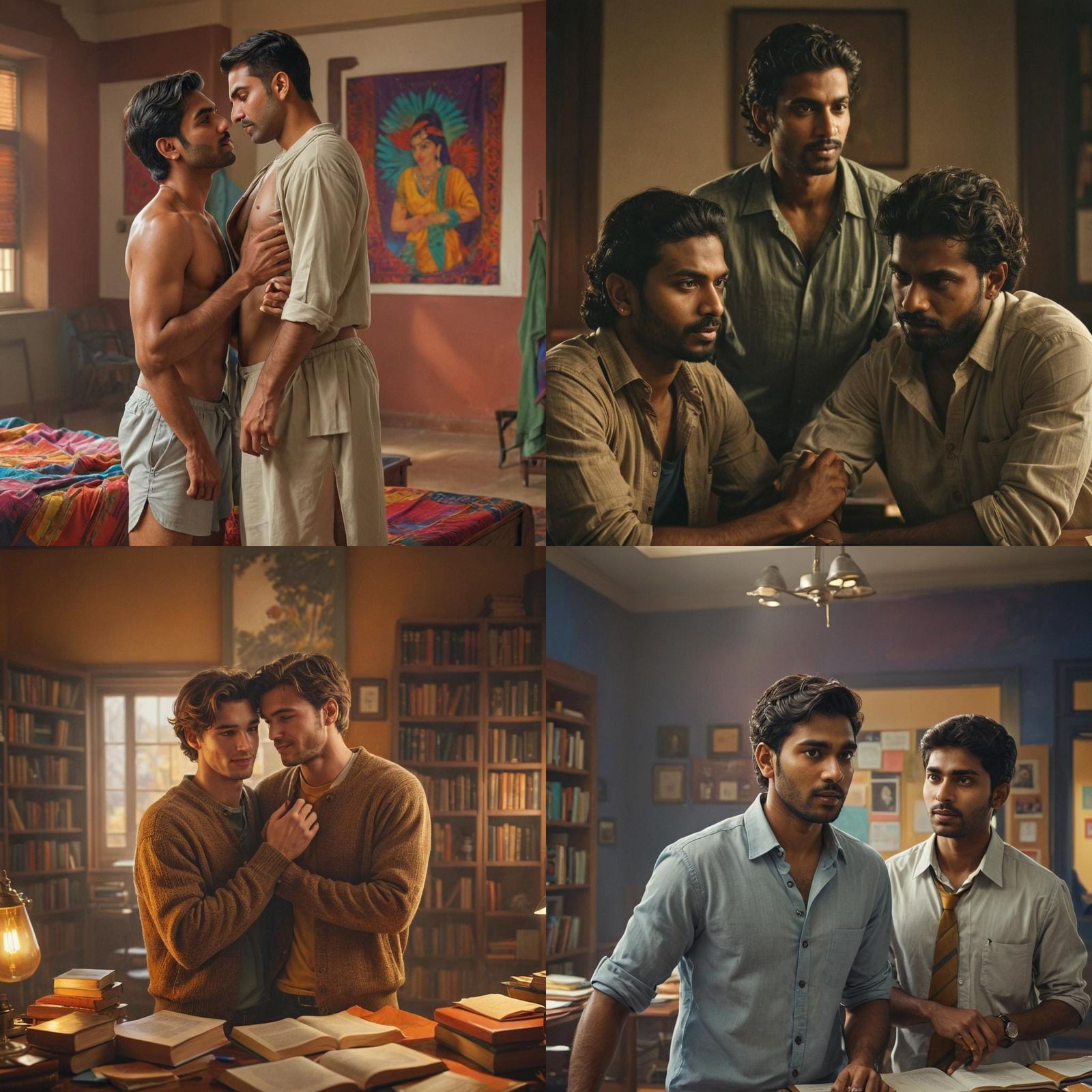 Hyperrealistic Splash Art of Two Men Embracing