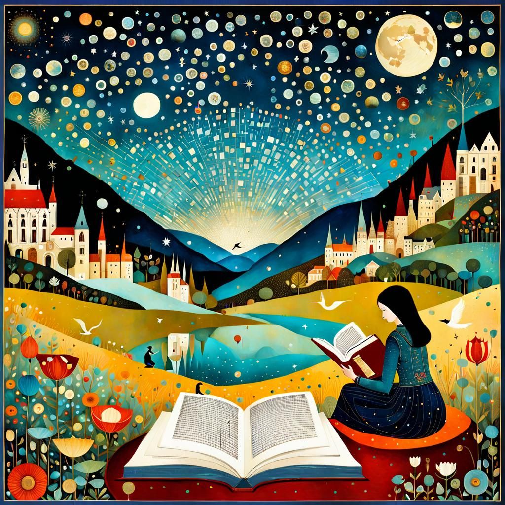 Magical Reading Poster Art in Collage Style