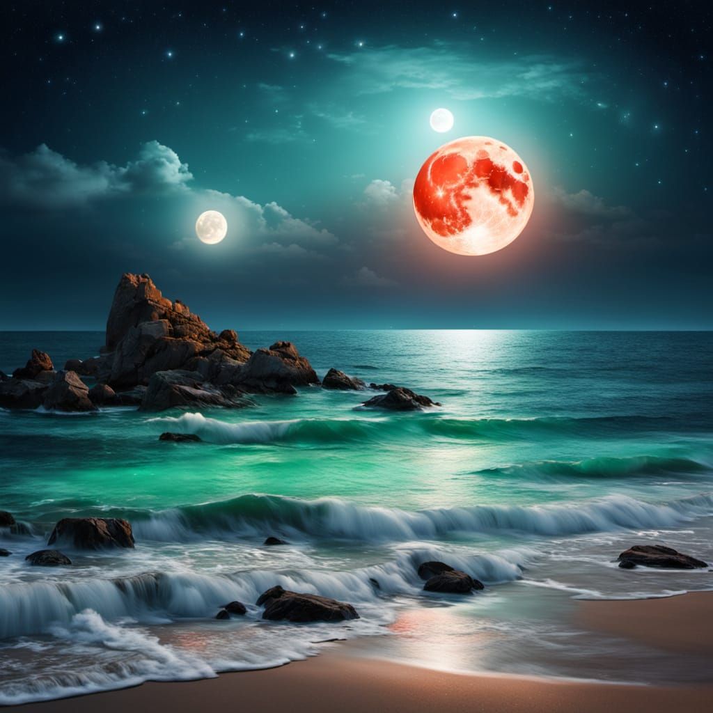 Enchanting Full Moon Glow Over Shimmering Sea