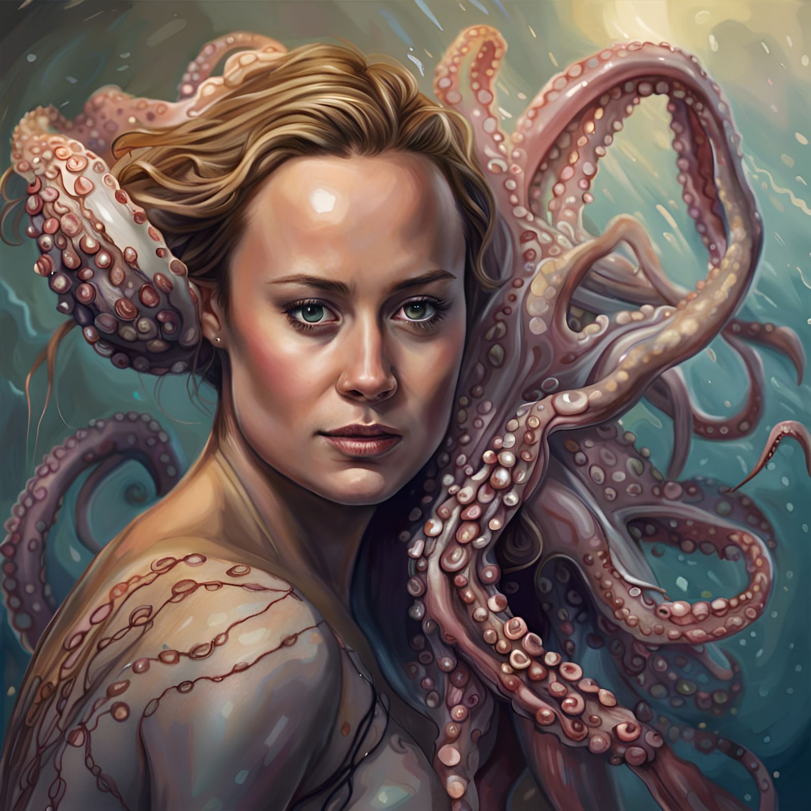 Brie Larson and Large octopus
