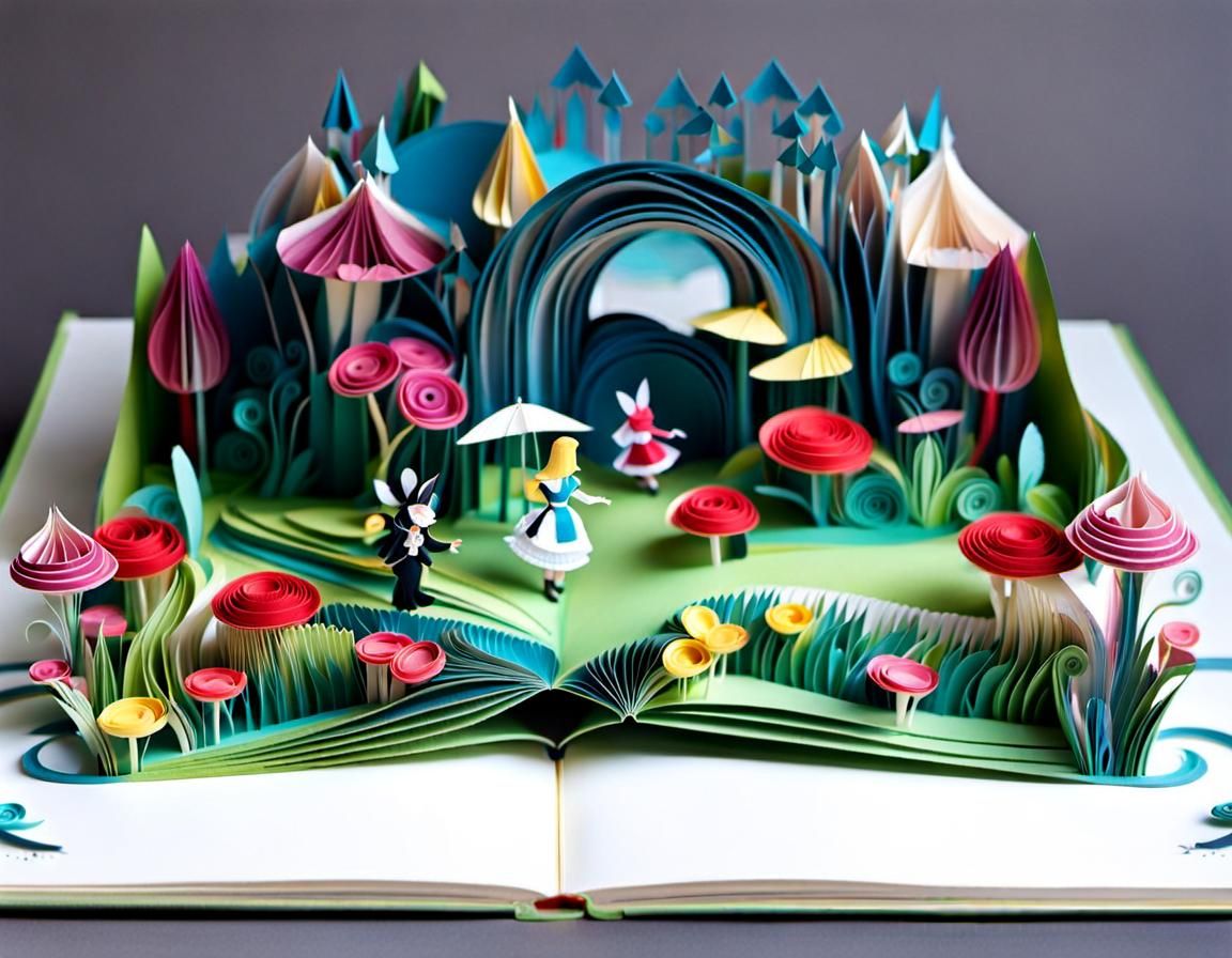 Alice in Wonderland 3D Pop-Up Book Art