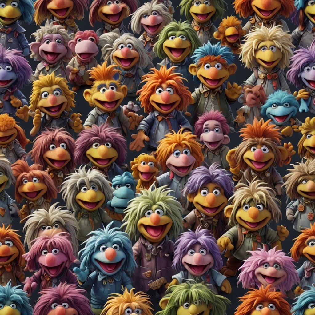 Chibi Fraggle Rock Monsters Portrait in Detailed Art