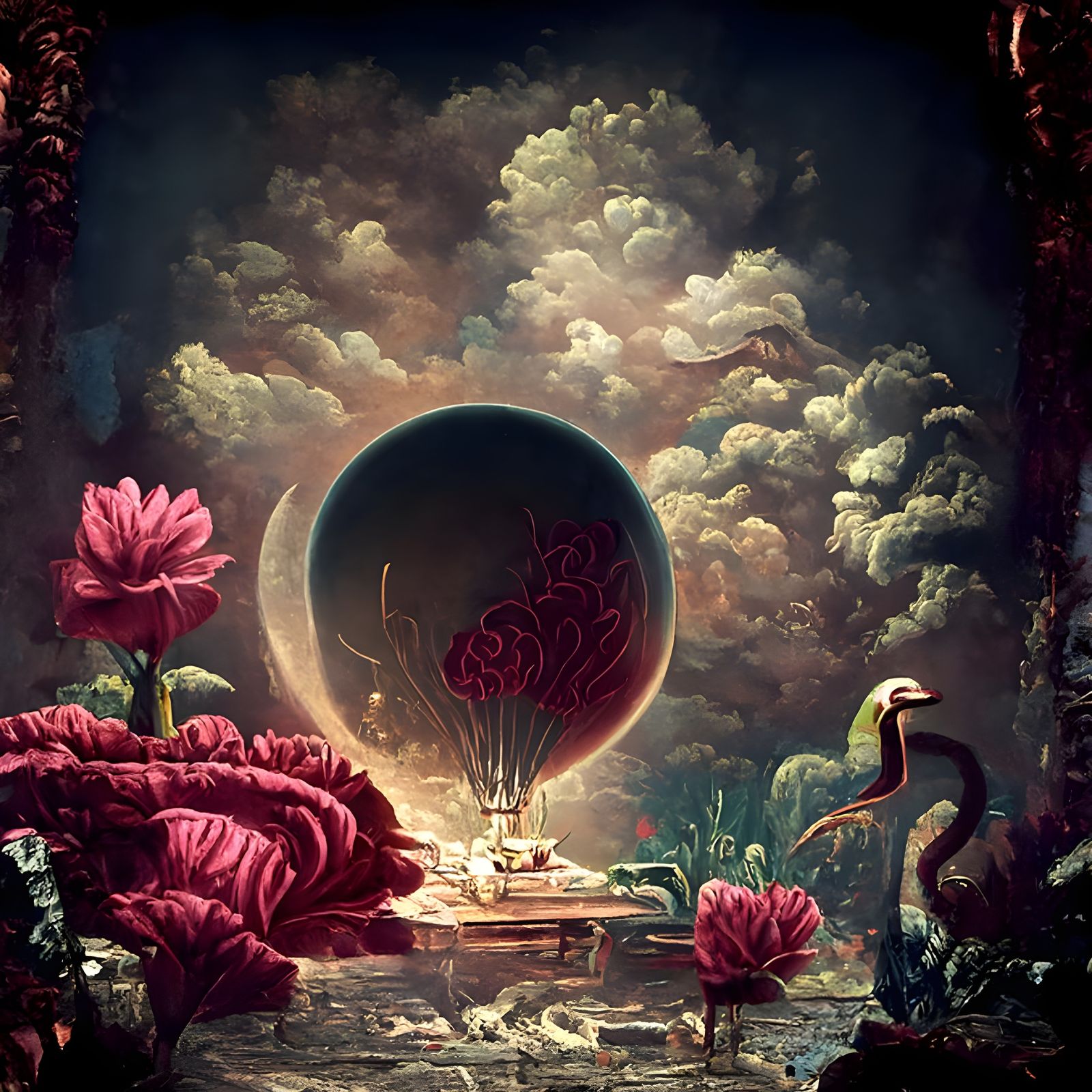 Philosophical Symbolism in Detailed Psychedelic Painting