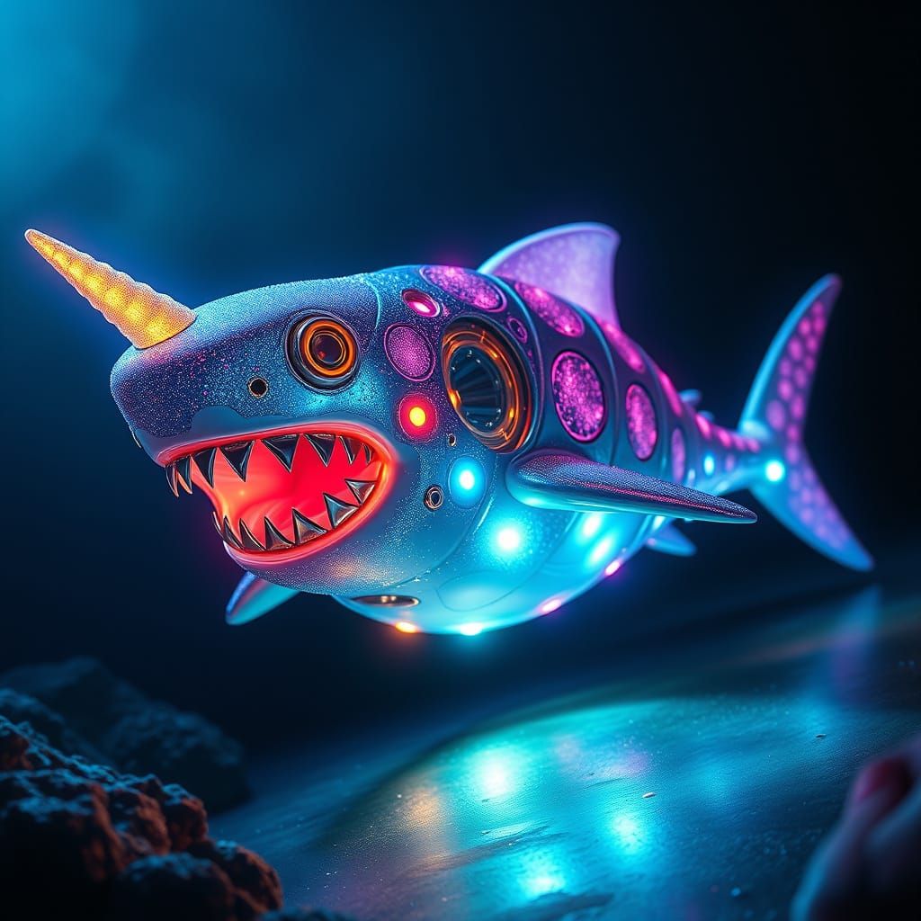 Cute Sea-Hamster Shark Hybrid with Unicorn Powers