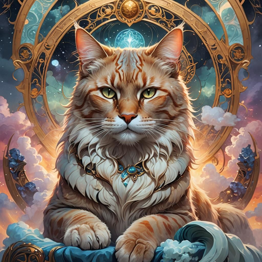 Magical Cat Portrait in Opulent Fantasy Style