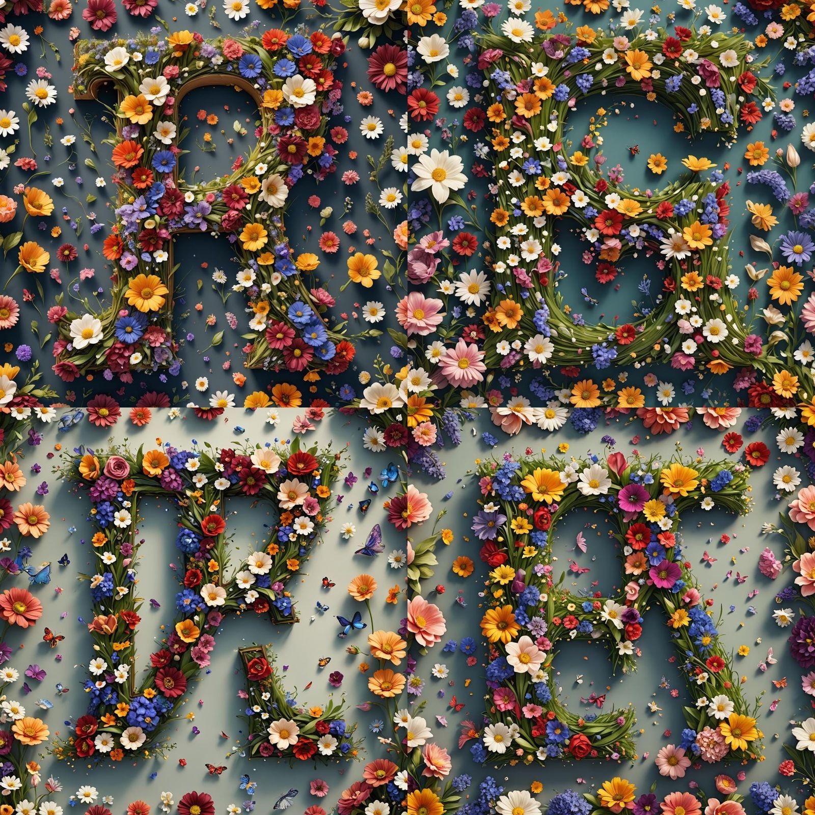 Floral Letter F: Intricate Botanical Art