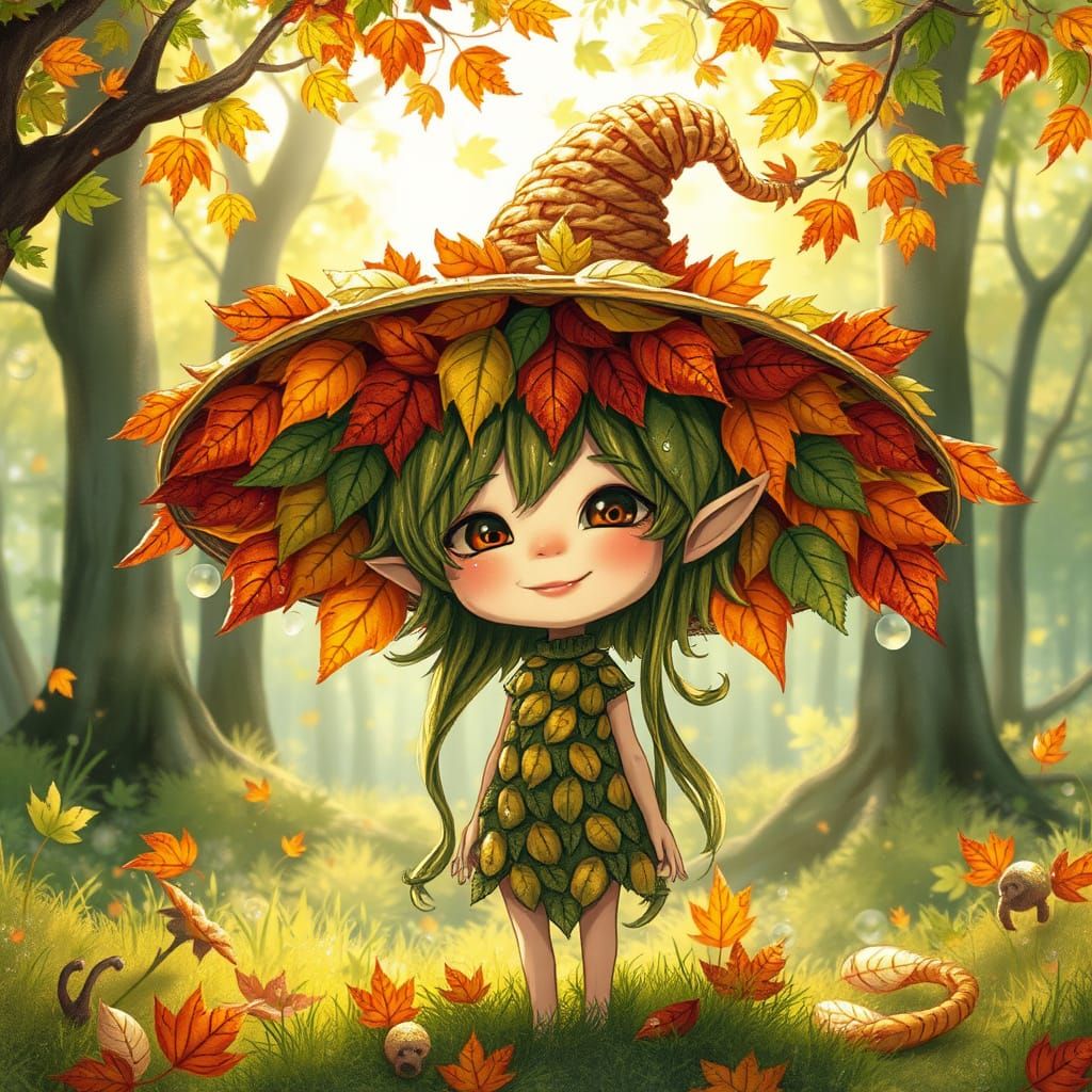 Autumn Leaf Hat Worn by Enchanted Forest Sprite