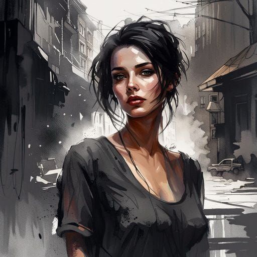 Beautiful Polish Girl Portrait in Splash Art Style