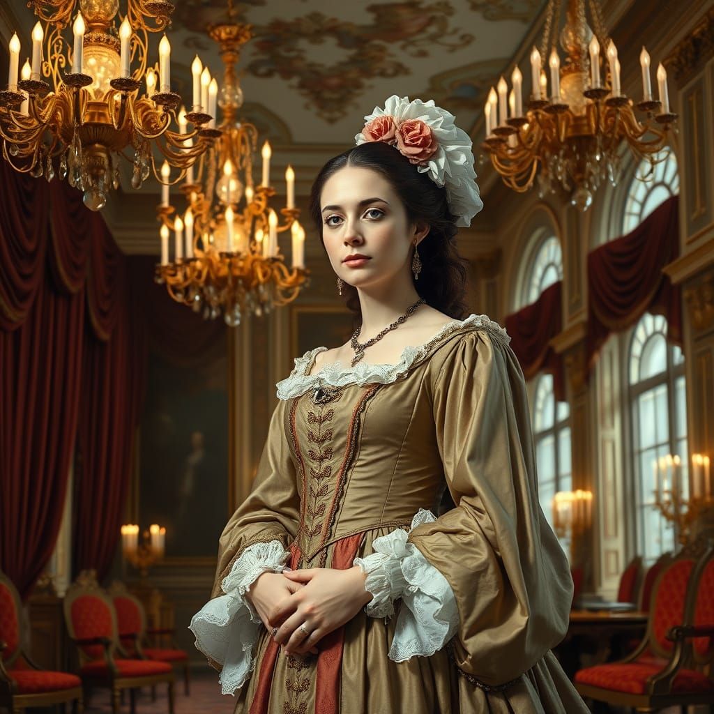 Baroque Ballroom Portrait in Dutch Golden Age Style