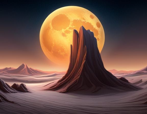 Desert Monolith at Night: Fantasy Concept Art