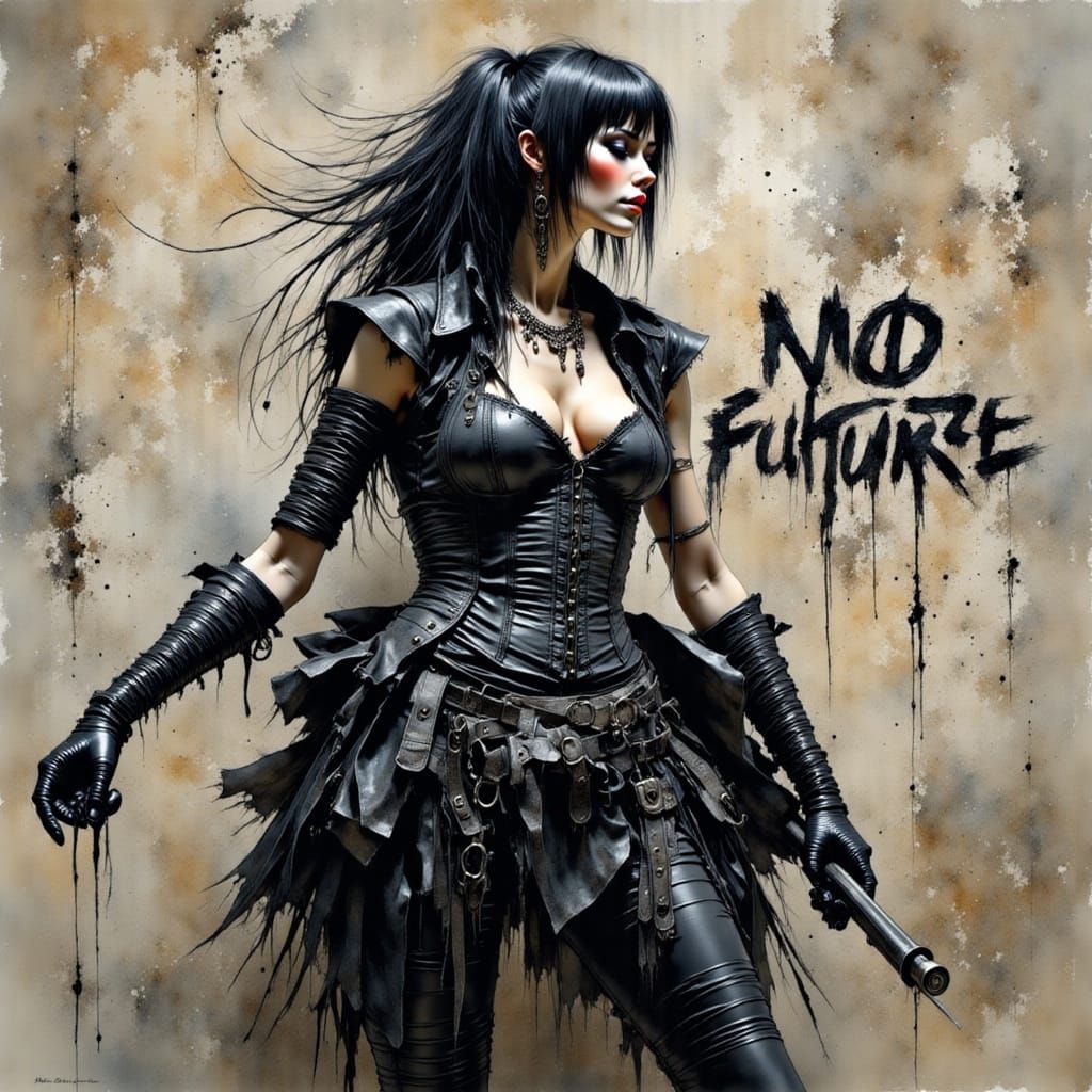 Prehistoric Punk Woman Graffiti Art