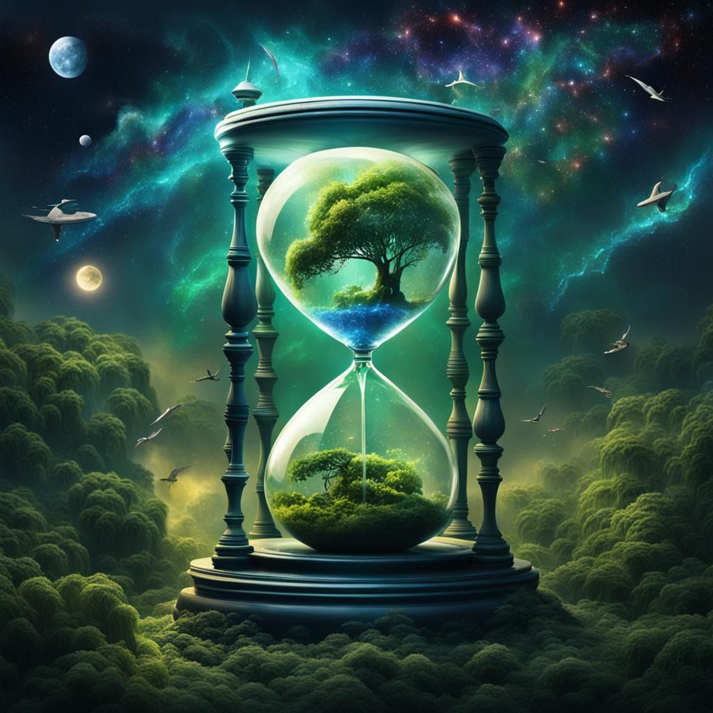 Hourglass in Cosmic Jungle Storm