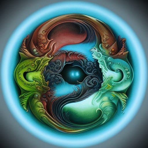 Dragon Yin Yang Pond: Fantasy Concept Art