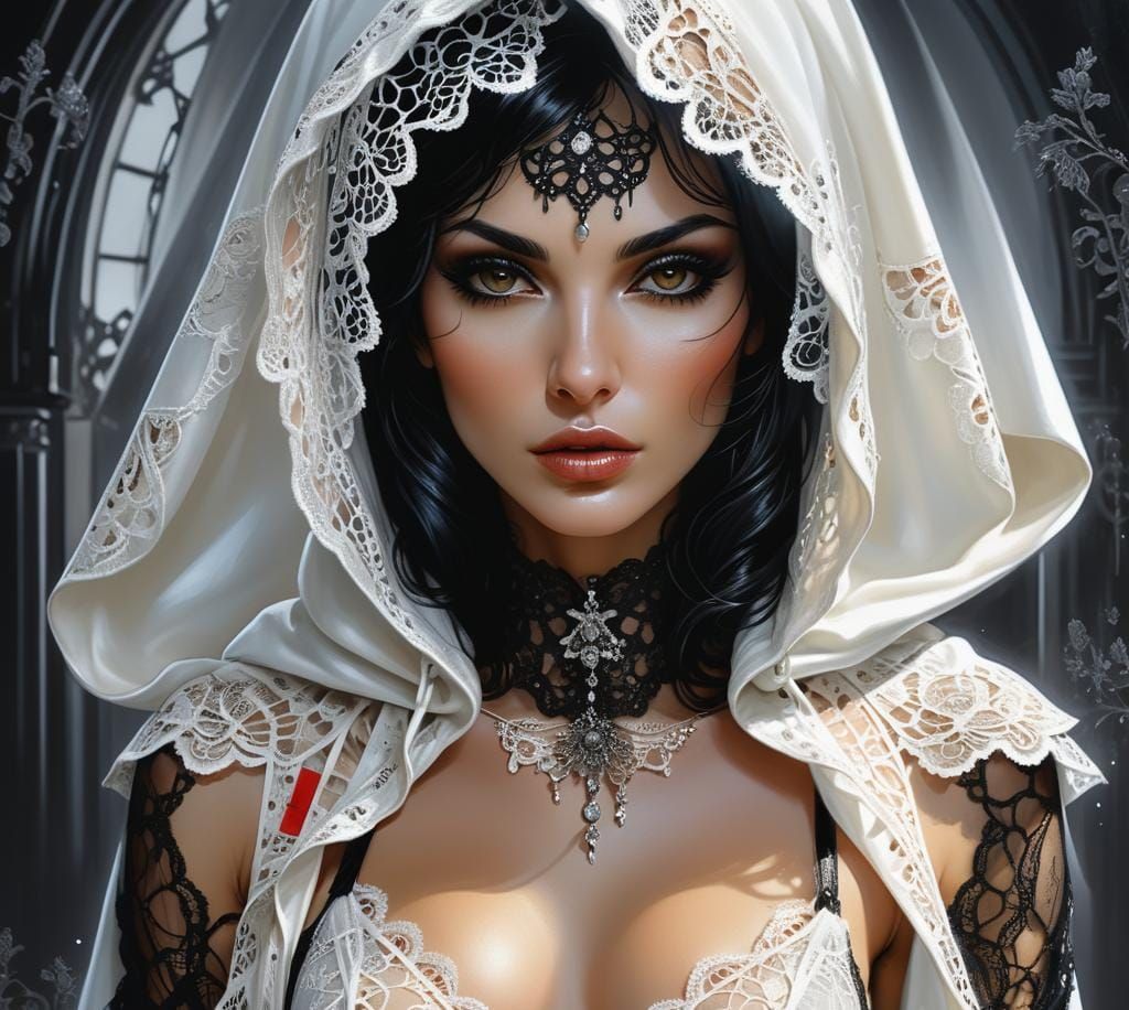 Gothic Portrait of Italian Woman in Lingerie