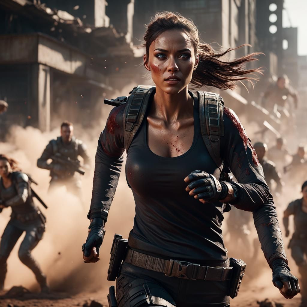 Woman's Desperate Escape in a Sci-Fi City