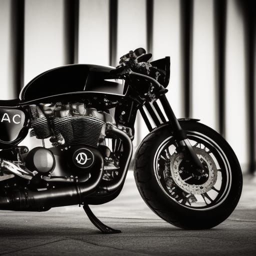 Sleek Black Cafe Racer Motorbike in Professional Photo