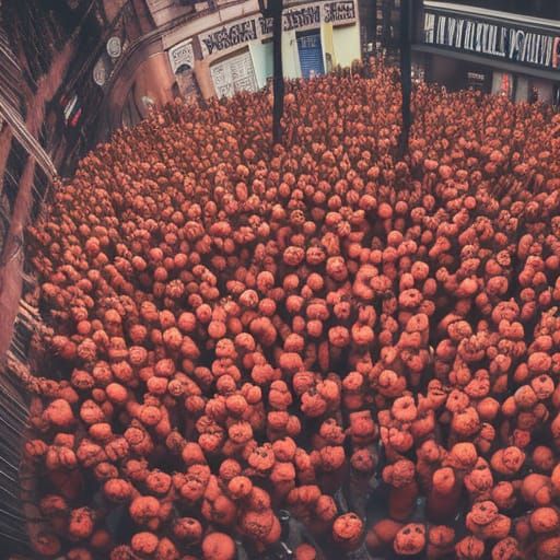 Hyperrealistic Horde Depicting Despair in Sharp Focus