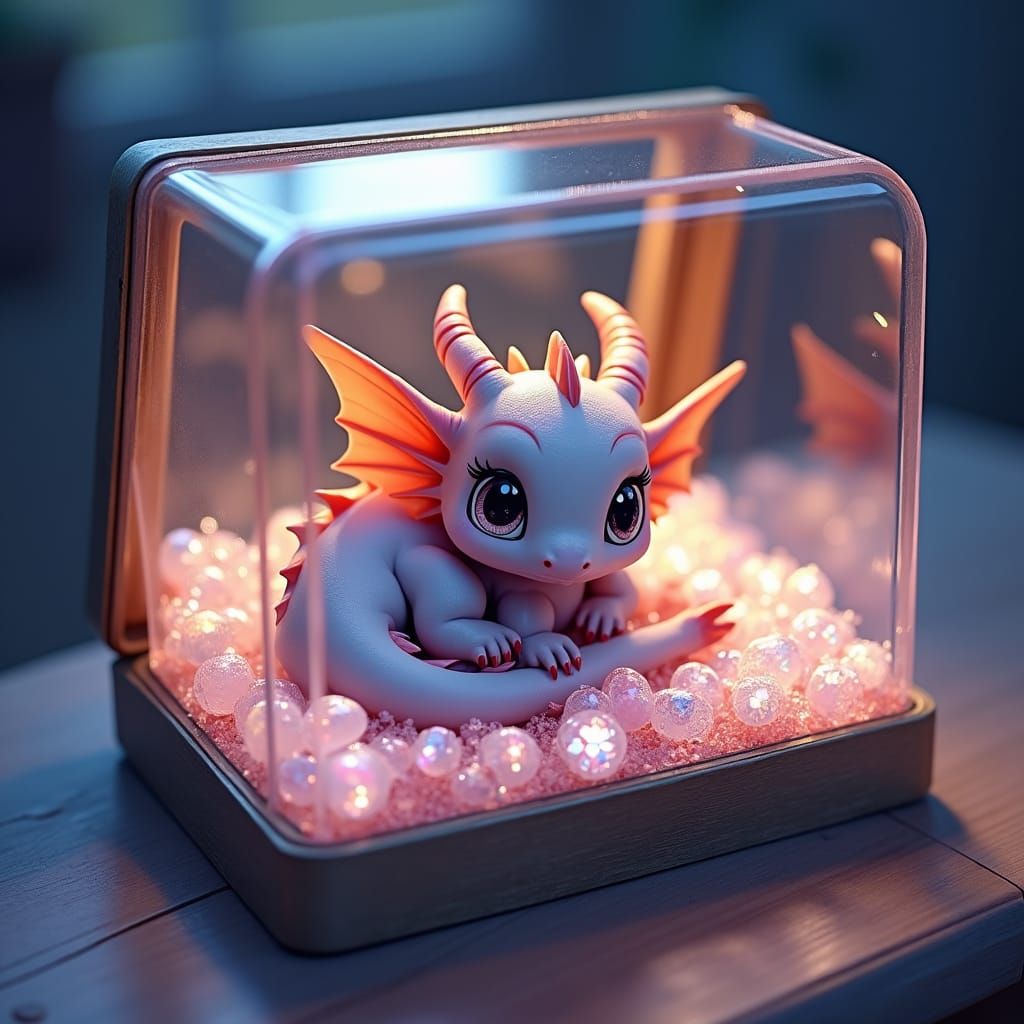 Baby Dragon in Jewelry Box, Anime Style