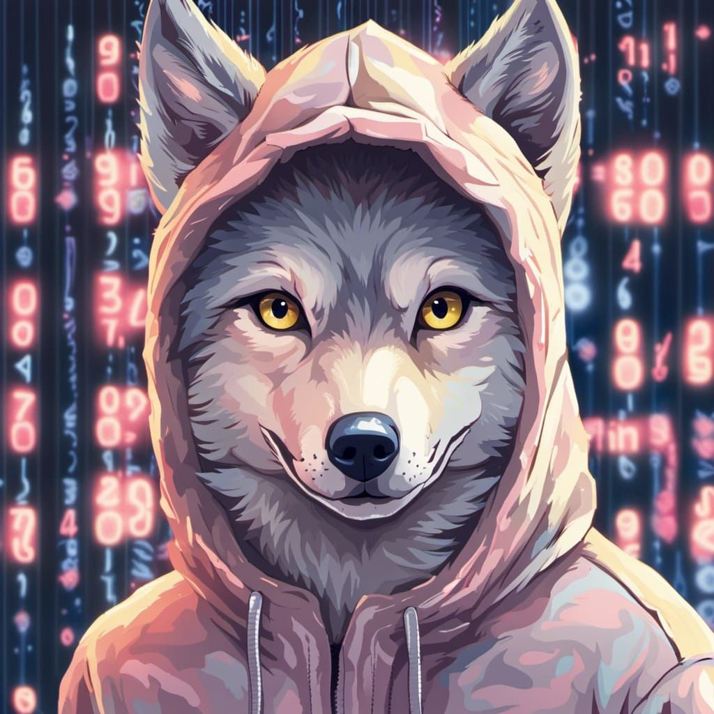 Anime Wolf Portrait in Pastel Colors