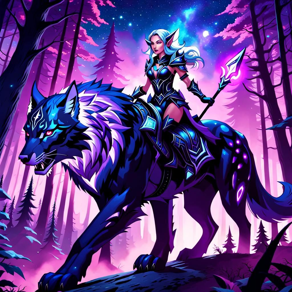 Night Elf Riding a Light Elemental Creature