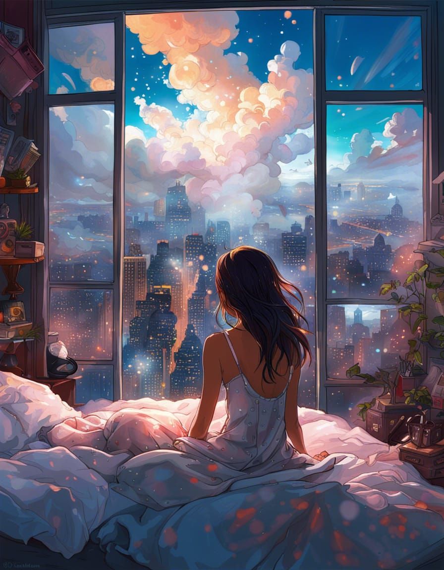 Dreamy Girl in Cloud City: Manhwa Double Exposure