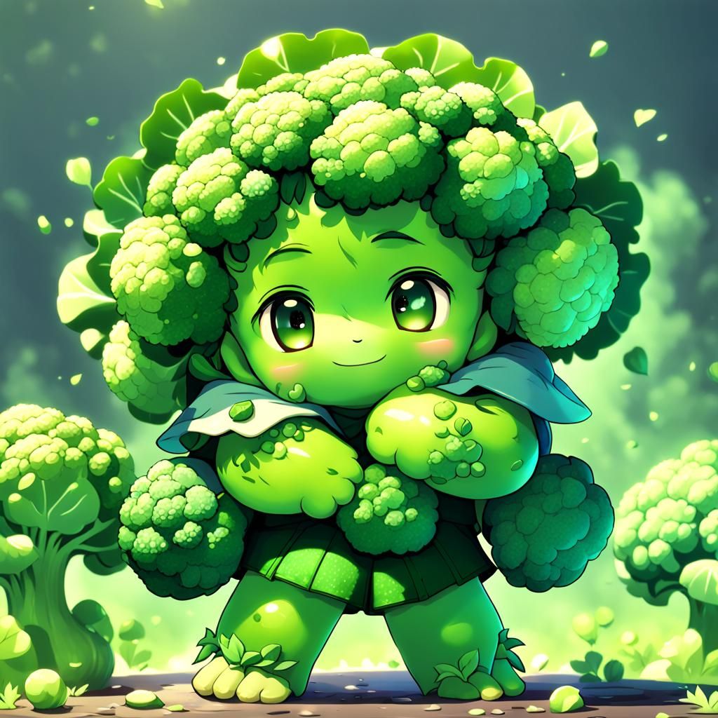 Cute Chibi Broccoli Characters in 3D Anime Art