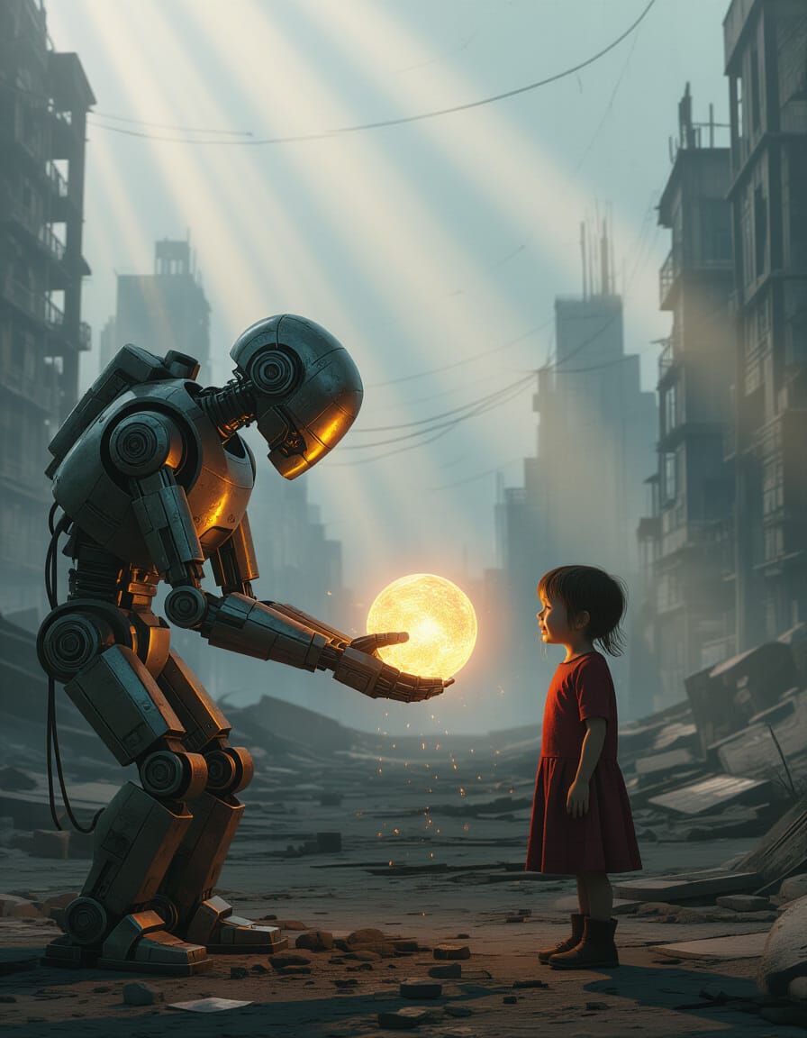 Steampunk Robot Offers Hope to Child in Post-Apocalyptic Cit...
