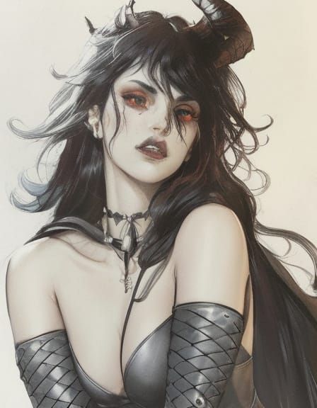 Surreal Dark Fantasy Goddess Crouches Bound in Ornate Dungeo...