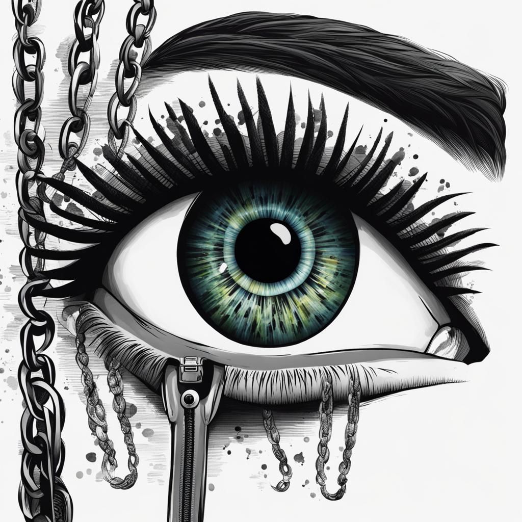 Surreal Eye with Zipper Eyelid Close-Up