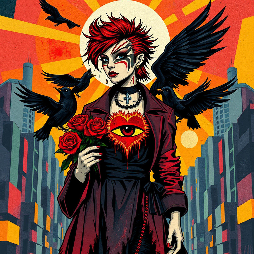 Punk Rock Our Lady in Dada Surrealist Style