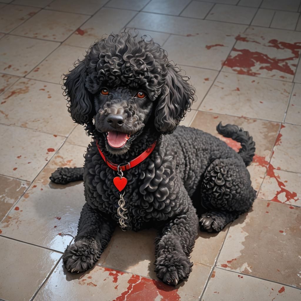 Black Poodle in Anime Style 3D Rendering