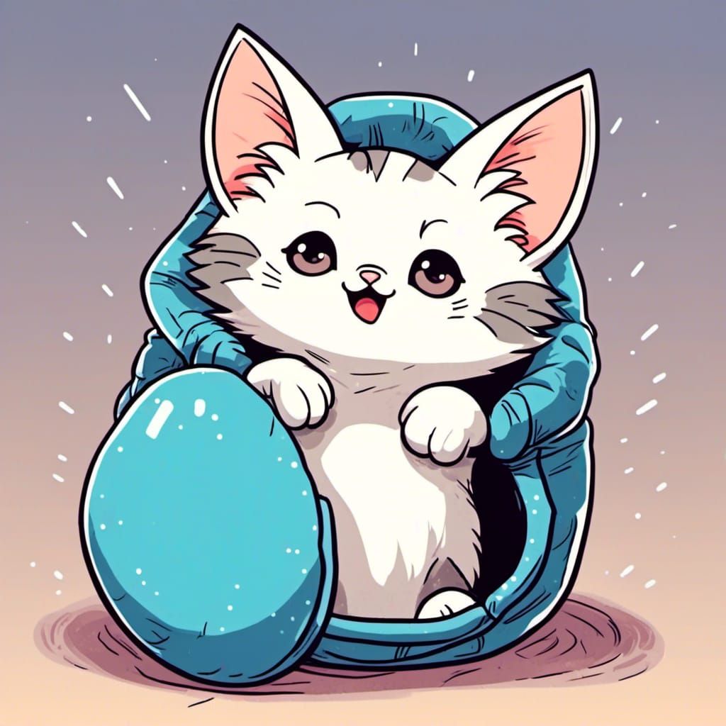 Cute Kitten Peek-a-Boo in Comic Style