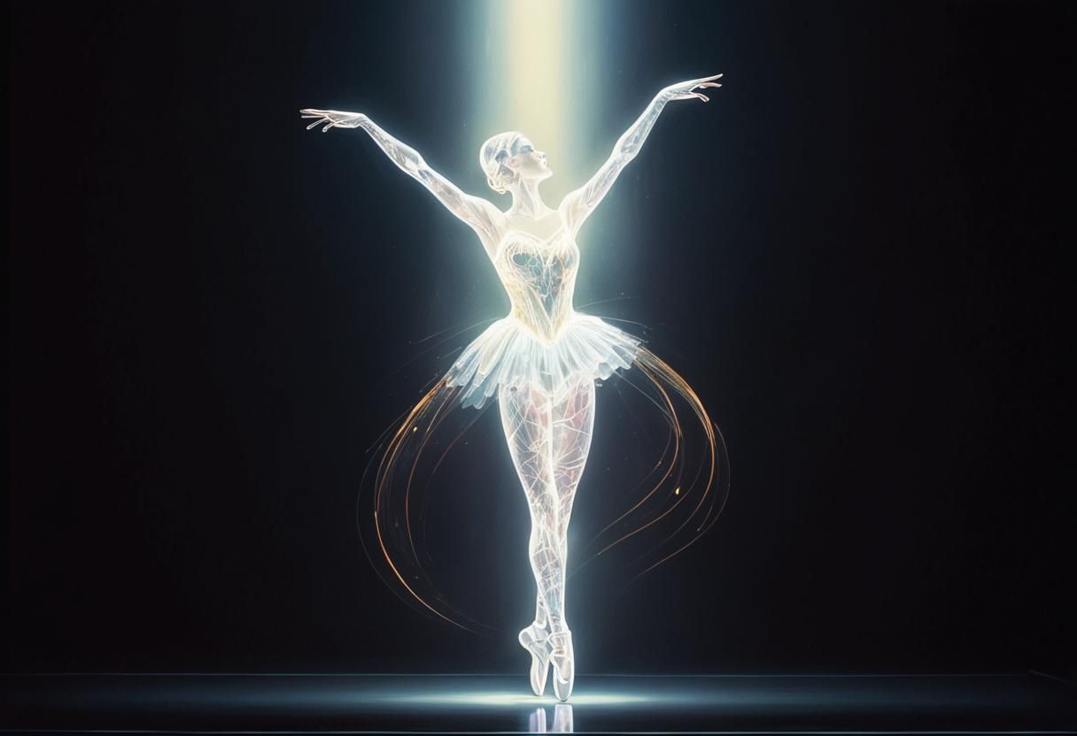 Spectral Neon Ballet Dancer in Surreal Style