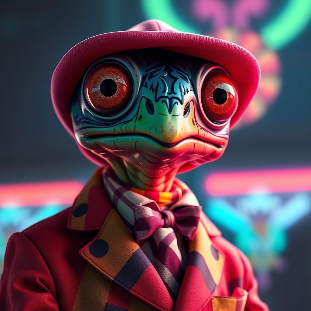 Whimsical Alien Humaniod in British Mod Attire