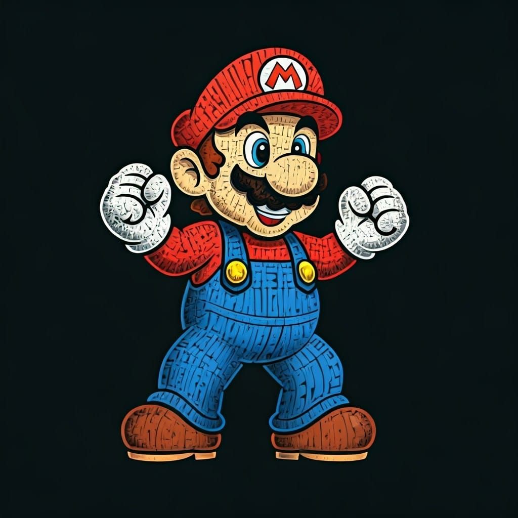 Mario Silhouette Composed of Video Game Text