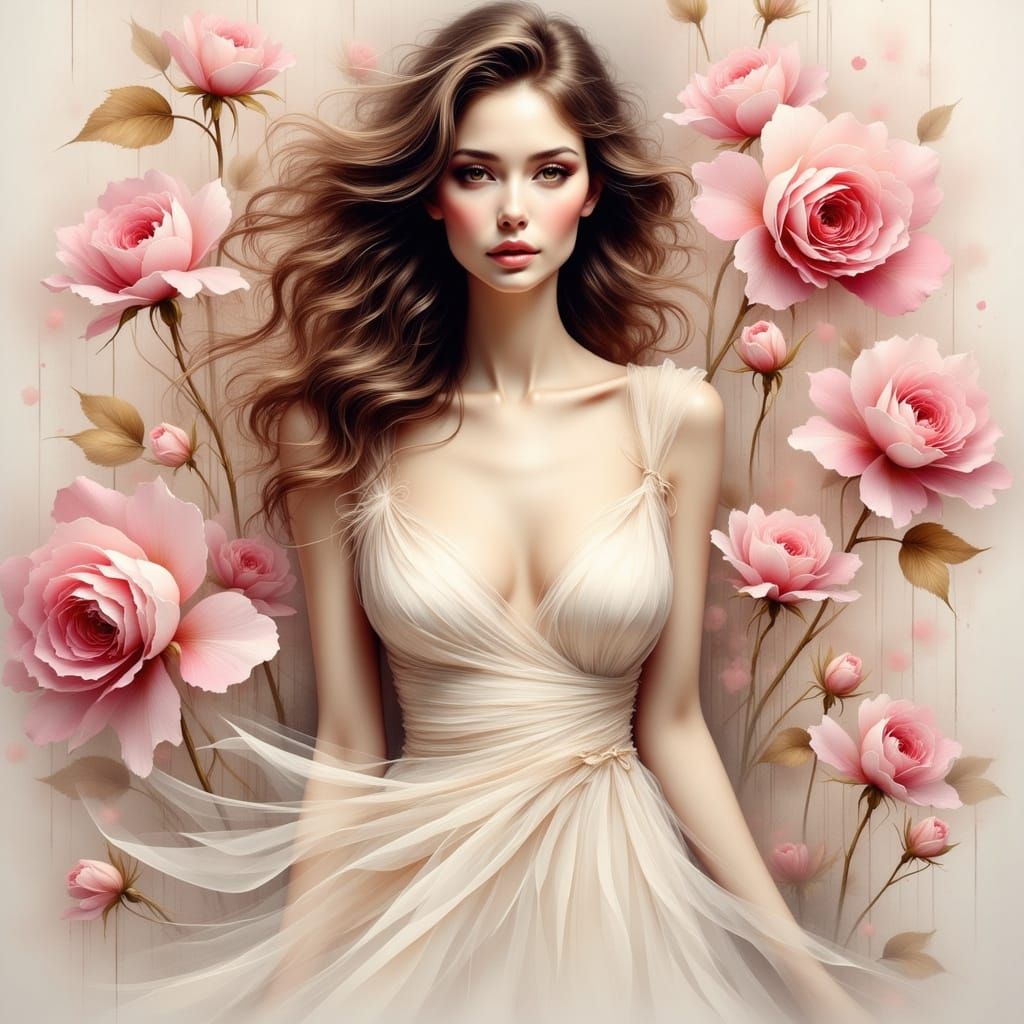 Dreamy Ethereal Portrait in Abstract Impressionism Style