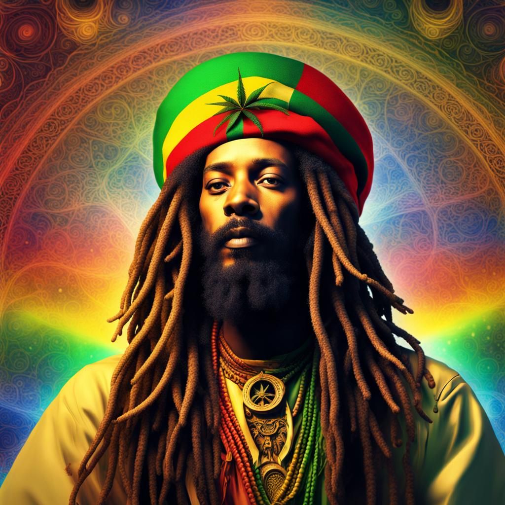 Holographic Jah Rastafari in Vibrant Colors