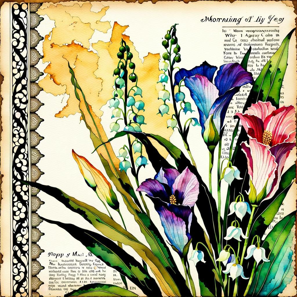 Vibrant Watercolor Flower Bouquet with Vintage Aesthetics