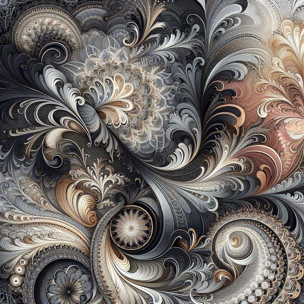 Luxurious Digital Paper with Filigree and Foil