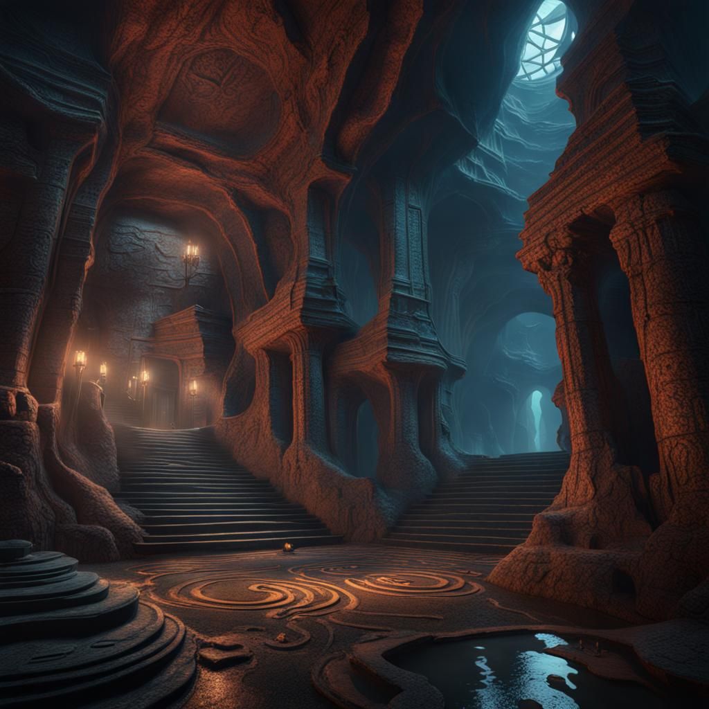Fantastical Underground Labyrinth Concept Art