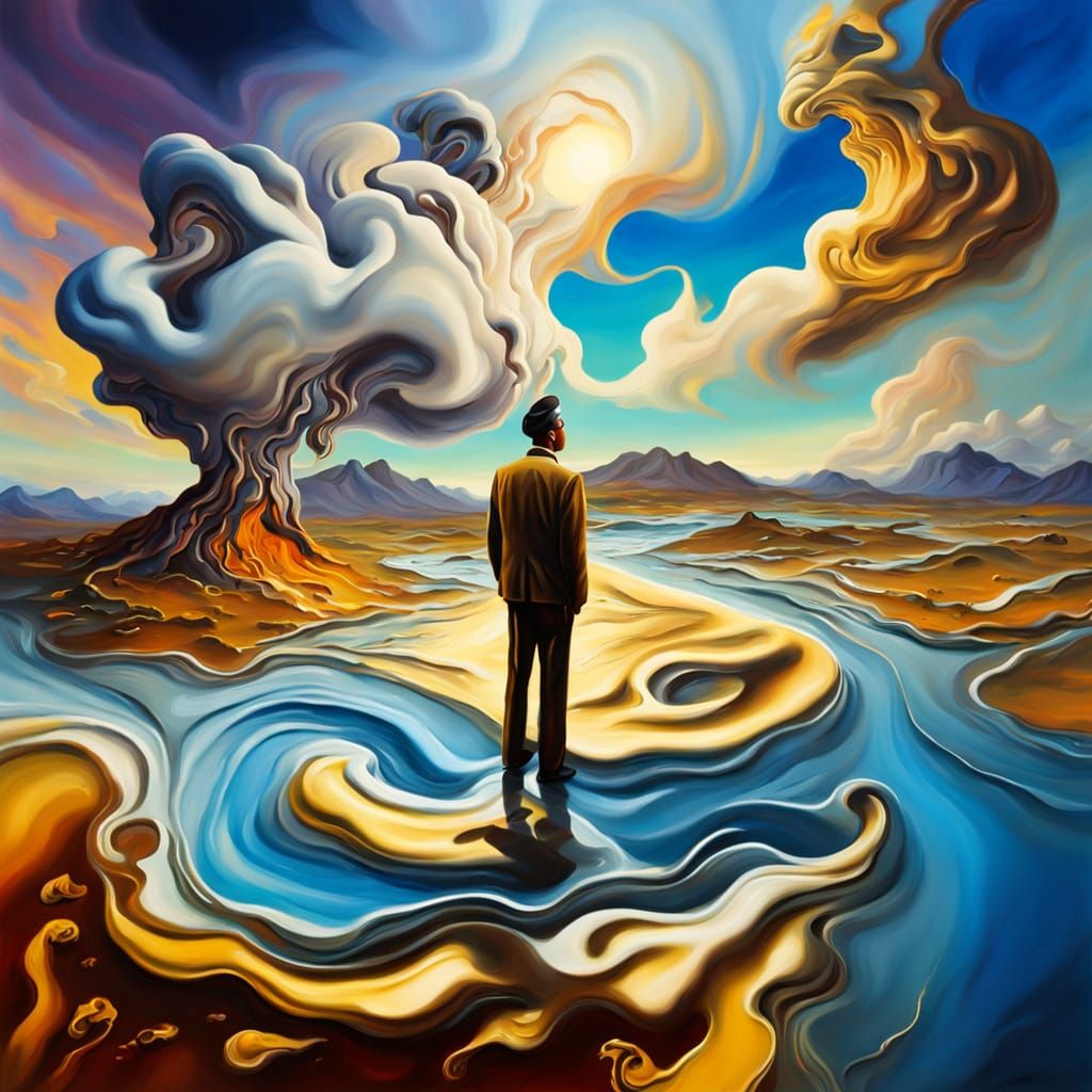 Melting Landscape in a Surreal Oil Painting