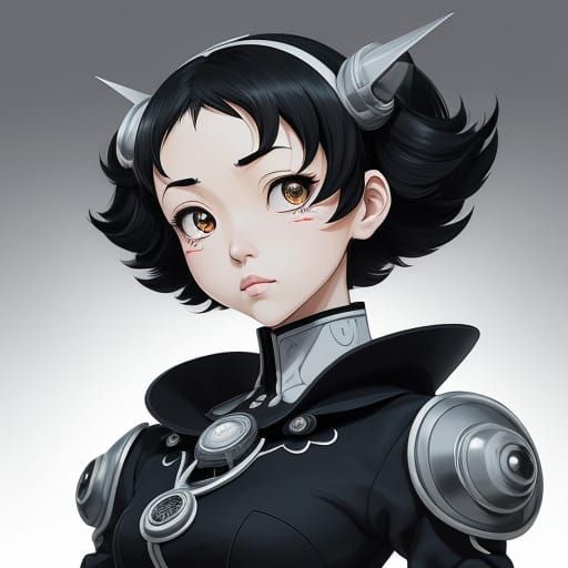 Betty Boop. Transform the given character into a classic manga style, featuring bold, clean linework and expressive faci...