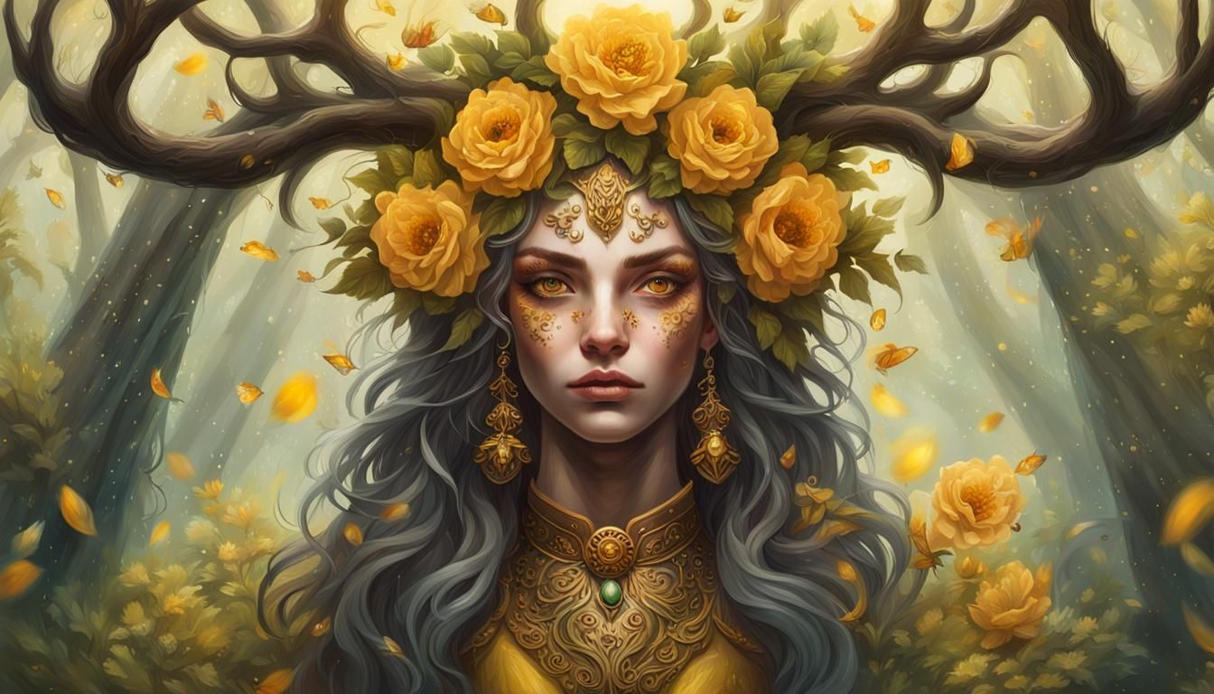 Beautiful Forest Elf Portrait in Oil Painting Style