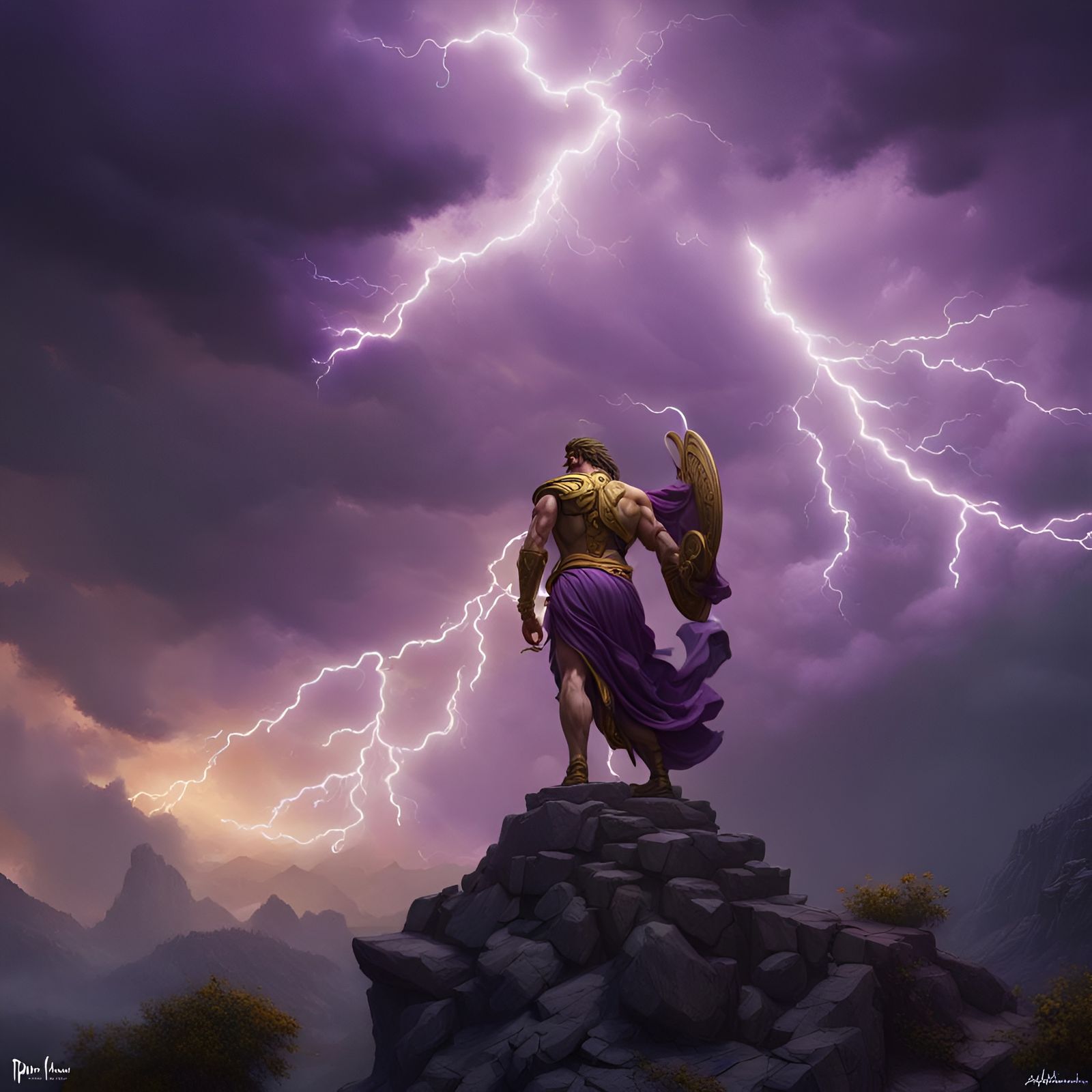 Zeus on Mount Olympus: Dark Fantasy Concept Art