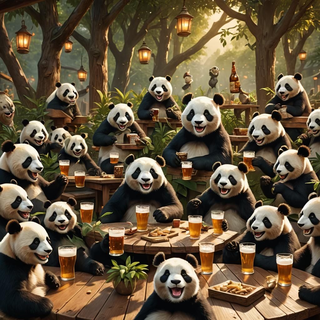 Laughing Panda Beer Party: Fantasy Concept Art