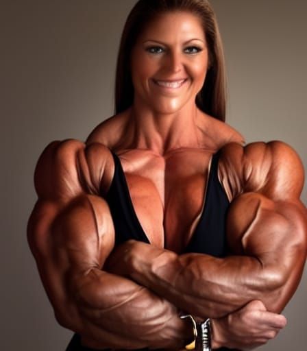 Extremely Muscular Bodybuilder Mother Flexing