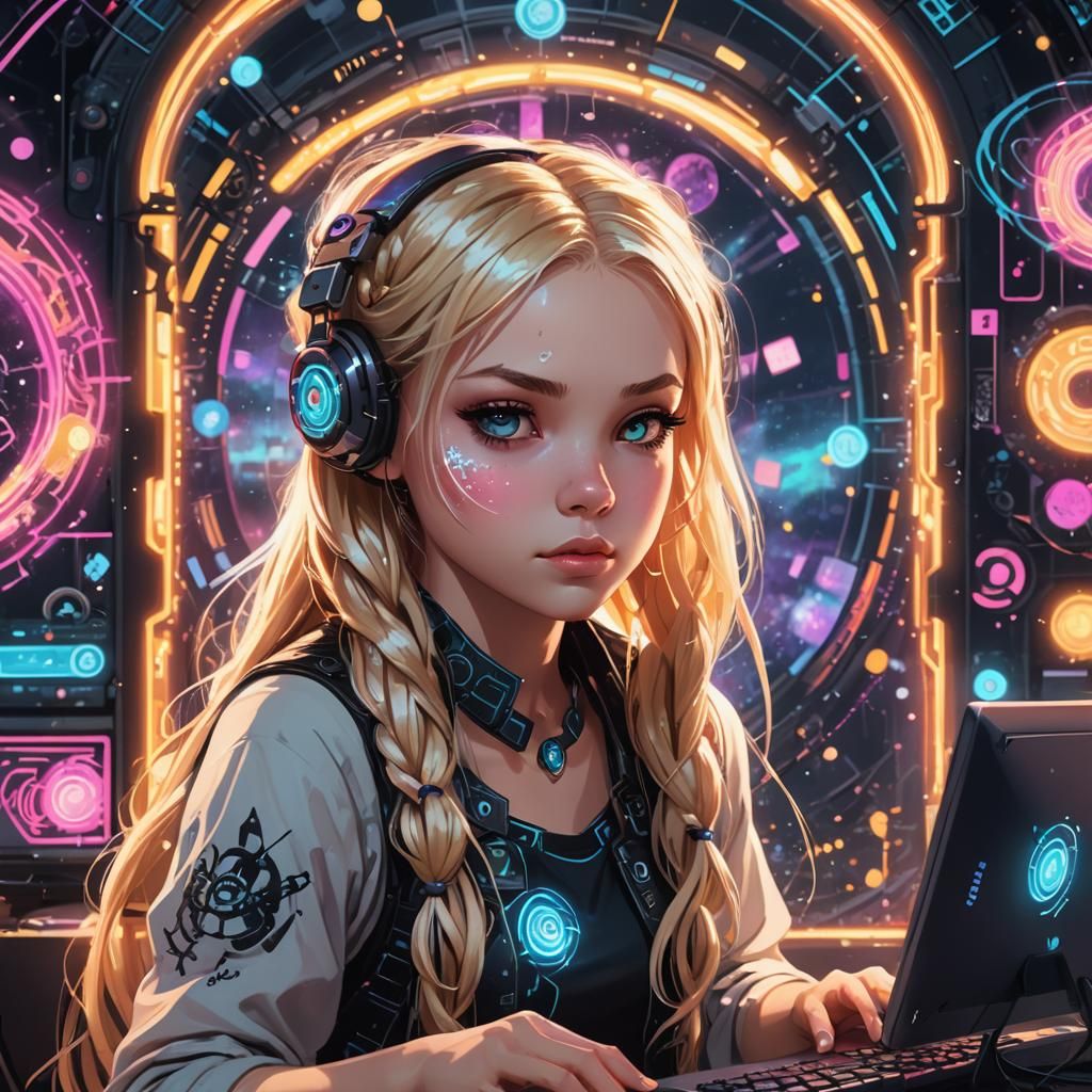 Girl and Magical Portal: Digital Art by Tokidoki